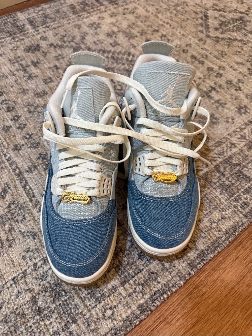 Jordan Denim & White Retro High-Top Sneakers